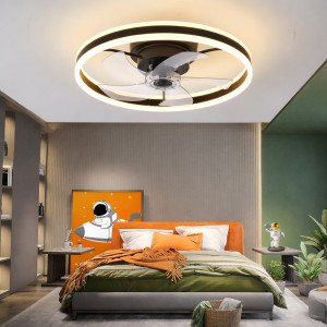 POWERTECH ανεμιστήρας οροφής PT-1560 με LED φως, 45W, Φ50x20cm, μαύρος | Φωτισμός | elabstore.gr