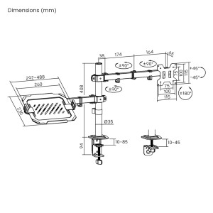 POWERTECH βάση γραφείου οθόνης & laptop PT-1569, 17-32", έως 10kg | eLabstore.gr