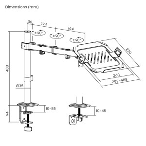 POWERTECH βάση γραφείου οθόνης ή laptop PT-1570, 17-32", έως 10kg | Εικόνα & Ήχος | elabstore.gr
