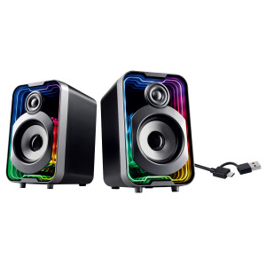 POWERTECH ηχεία PT-1575 με RGB φωτισμό, 2x 5W, Bluetooth & USB/USB-C, μαύρα | eLabstore.gr POWERTECH ηχεία PT-1575 με RGB φωτισμό, 2x 5W, Bluetooth & USB/USB-C, μαύρα | Συνοδευτικά PC | elabstore.gr
