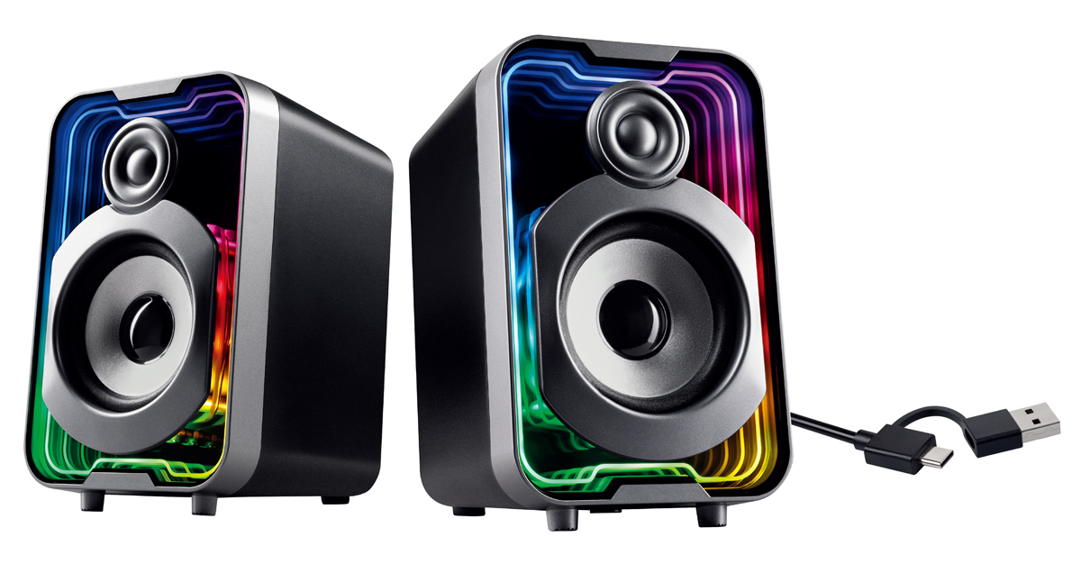 POWERTECH ηχεία PT-1575 με RGB φωτισμό, 2x 5W, Bluetooth & USB/USB-C, μαύρα | eLabstore.gr POWERTECH ηχεία PT-1575 με RGB φωτισμό, 2x 5W, Bluetooth & USB/USB-C, μαύρα | Συνοδευτικά PC | elabstore.gr