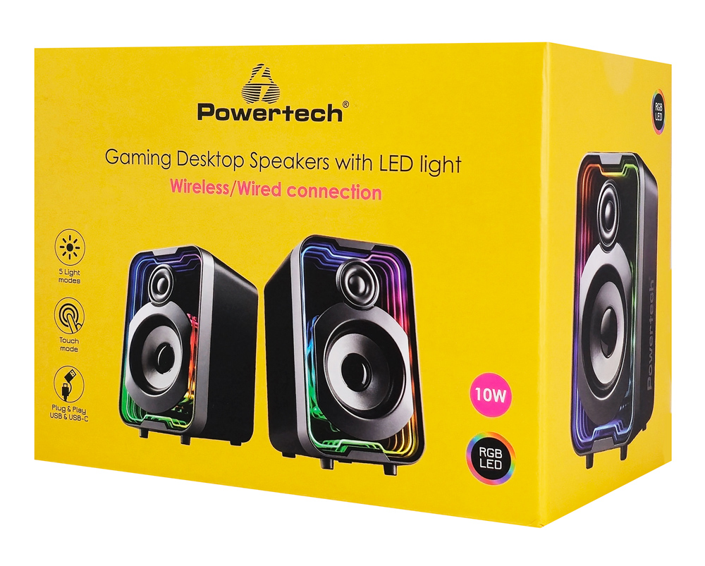 POWERTECH ηχεία PT-1575 με RGB φωτισμό, 2x 5W, Bluetooth & USB/USB-C, μαύρα | eLabstore.gr POWERTECH ηχεία PT-1575 με RGB φωτισμό, 2x 5W, Bluetooth & USB/USB-C, μαύρα | Συνοδευτικά PC | elabstore.gr