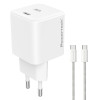 POWERTECH φορτιστής τοίχου PT-1577 με καλώδιο, USB-C, 65W, GaN, AVS, λευκός | Αξεσουάρ κινητών | elabstore.gr