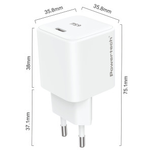 POWERTECH φορτιστής τοίχου PT-1577 με καλώδιο, USB-C, 65W, GaN, AVS, λευκός | Αξεσουάρ κινητών | elabstore.gr
