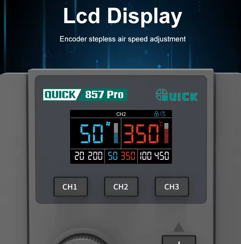 QUICK σταθμός θερμού αέρα QUICK857 Pro με air gun, 580W, 100-500 °C | eLabstore.gr QUICK σταθμός θερμού αέρα QUICK857 Pro με air gun, 580W, 100-500 °C | Εργαλεία | elabstore.gr
