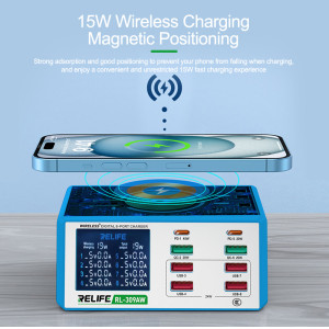 RELIFE σταθμός φόρτισης RL-309AW, 6x USB/2x USB-C/wireless, 100W, λευκός | Αξεσουάρ κινητών | elabstore.gr