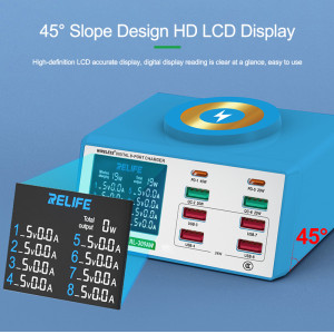 RELIFE σταθμός φόρτισης RL-309AW, 6x USB/2x USB-C/wireless, 100W, λευκός | eLabstore.gr