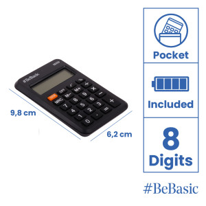 BEBASIC αριθμομηχανή τσέπης S059, μπαταρίας, 8 ψηφία, μαύρη | Αναλώσιμα - Είδη Γραφείου | elabstore.gr