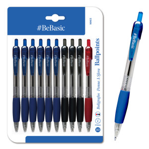 BEBASIC σετ στυλό διαρκείας ballpoint S065, 1mm μύτη, 14.5cm, μπλε/μαύρο/κόκκινο, 10τμχ | Αναλώσιμα - Είδη Γραφείου | elabstore.gr