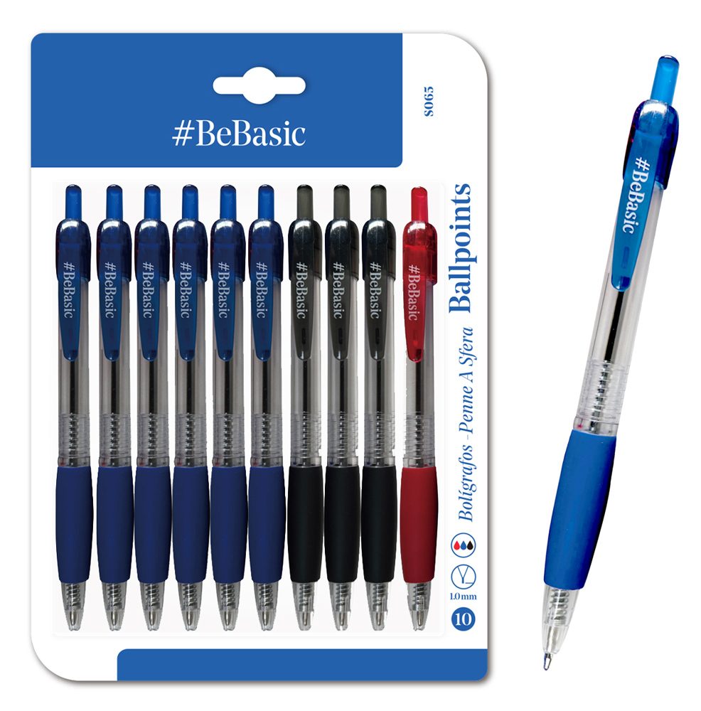 BEBASIC σετ στυλό διαρκείας ballpoint S065, 1mm μύτη, 14.5cm, μπλε/μαύρο/κόκκινο, 10τμχ | eLabstore.gr BEBASIC σετ στυλό διαρκείας ballpoint S065, 1mm μύτη, 14.5cm, μπλε/μαύρο/κόκκινο, 10τμχ | Αναλώσιμα - Είδη Γραφείου | elabstore.gr