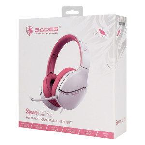 SADES gaming headset Spower, 3.5mm σύνδεση, 40mm, multi-platform, ροζ/λευκό | eLabstore.gr SADES gaming headset Spower, 3.5mm σύνδεση, 40mm, multi-platform, ροζ/λευκό | Συνοδευτικά PC | elabstore.gr