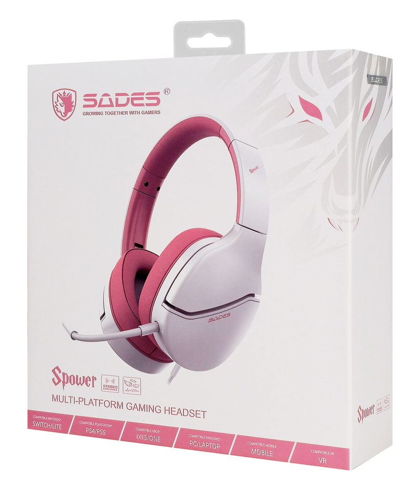 SADES gaming headset Spower, 3.5mm σύνδεση, 40mm, multi-platform, ροζ/λευκό | eLabstore.gr SADES gaming headset Spower, 3.5mm σύνδεση, 40mm, multi-platform, ροζ/λευκό | Συνοδευτικά PC | elabstore.gr