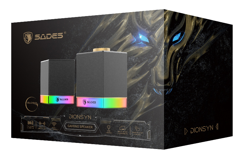 SADES gaming ηχεία Dionsyn με RGB φωτισμό, 2x 5W, Bluetooth & USB-C/USB, μαύρα | eLabstore.gr SADES gaming ηχεία Dionsyn με RGB φωτισμό, 2x 5W, Bluetooth & USB-C/USB, μαύρα | Συνοδευτικά PC | elabstore.gr