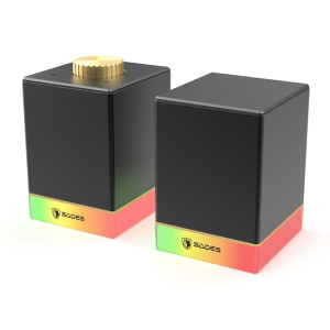 SADES gaming ηχεία Dionsyn με RGB φωτισμό, 2x 5W, Bluetooth & USB-C/USB, μαύρα | Συνοδευτικά PC | elabstore.gr