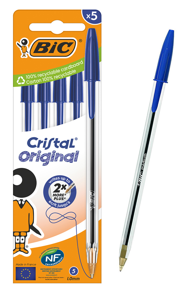 BIC στυλό διαρκείας ballpoint Cristal Original, 1mm μύτη, μπλε, 5τμχ | eLabstore.gr BIC στυλό διαρκείας ballpoint Cristal Original, 1mm μύτη, μπλε, 5τμχ | Αναλώσιμα - Είδη Γραφείου | elabstore.gr