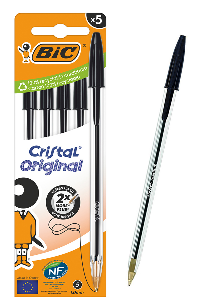 BIC στυλό διαρκείας ballpoint Cristal Original, 1mm μύτη, μαύρο, 5τμχ | eLabstore.gr BIC στυλό διαρκείας ballpoint Cristal Original, 1mm μύτη, μαύρο, 5τμχ | Αναλώσιμα - Είδη Γραφείου | elabstore.gr
