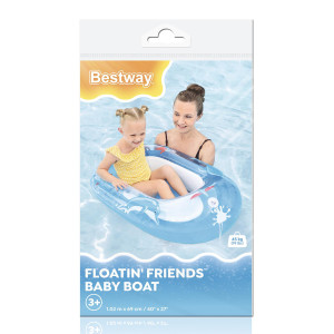 BESTWAY παιδική φουσκωτή βάρκα 34037, 102x69cm, Floatin Friends | eLabstore.gr