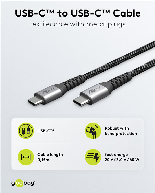 GOOBAY καλώδιο USB-C 49301, 60W, 480Mbps, 0.50m, μαύρο | eLabstore.gr GOOBAY καλώδιο USB-C 49301, 60W, 480Mbps, 0.50m, μαύρο | Καλώδια - Αντάπτορες | elabstore.gr