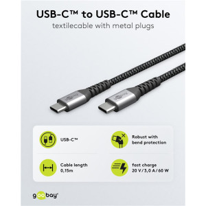 GOOBAY καλώδιο USB-C 49303, 60W, 480Mbps, 2m, μαύρο | Καλώδια - Αντάπτορες | elabstore.gr