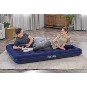 BESTWAY φουσκωτό στρώμα 67374 με τρόμπα & 2x μαξιλάρια, διπλό, 203x152x22cm, μπλε | Είδη Εξοχής & Παραλίας | elabstore.gr