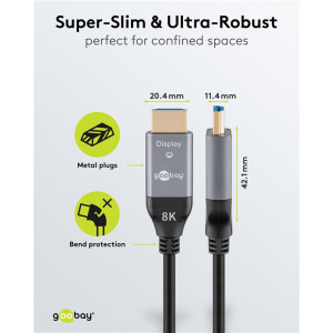 GOOBAY καλώδιο HDMI 2.1 76278 με Ethernet, AOC, 8K/60Hz, 48 Gbps, 50m, μαύρο | Καλώδια - Αντάπτορες | elabstore.gr