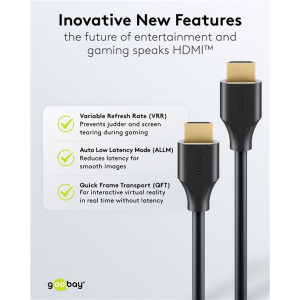GOOBAY καλώδιο HDMI 2.2 80092, 16K/60Hz, 96 Gbps, 1.5m, μαύρο | Καλώδια - Αντάπτορες | elabstore.gr