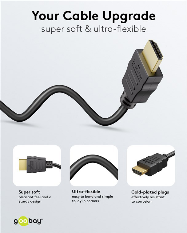 GOOBAY καλώδιο HDMI 80105 με Ethernet, soft, 4K/60Hz, 18 Gbps, 5m, μαύρο | eLabstore.gr GOOBAY καλώδιο HDMI 80105 με Ethernet, soft, 4K/60Hz, 18 Gbps, 5m, μαύρο | Καλώδια - Αντάπτορες | elabstore.gr