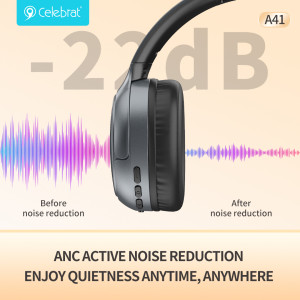 CELEBRAT headphones A41, ασύρματα & ενσύρματα, 40mm, 400mAh, ANC, μαύρα | Αξεσουάρ κινητών | elabstore.gr