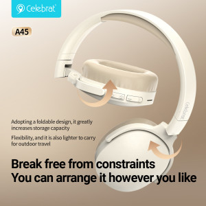 CELEBRAT headphones A45, ασύρματα & ενσύρματα, micro SD, 40mm, 250mAh, μαύρα | Αξεσουάρ κινητών | elabstore.gr