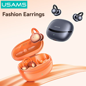USAMS earphones με θήκη φόρτισης Echo R03, OWS, Φ11mm, 40/300mAh, πορτοκαλί | eLabstore.gr