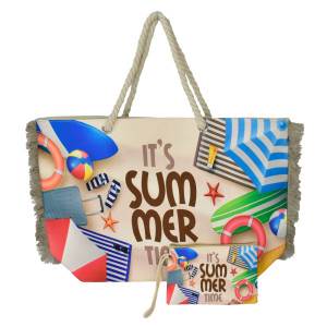 BRUNO τσάντα θαλάσσης με νεσεσέρ SOL-BAY BRN-0299, 58x40cm | Είδη Εξοχής & Παραλίας | elabstore.gr