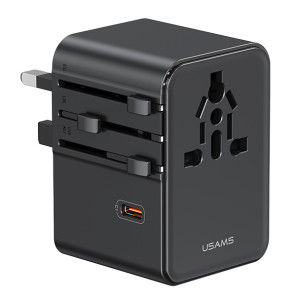 USAMS φορτιστής/αντάπτορας πρίζας CC310, 2x USB & 3x USB-C, universal, 70W, μαύρος | Αξεσουάρ κινητών | elabstore.gr