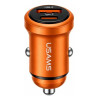 USAMS φορτιστής αυτοκινήτου CC322, USB & USB-C, 30W, πορτοκαλί | Αξεσουάρ κινητών | elabstore.gr