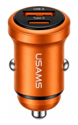 USAMS φορτιστής αυτοκινήτου CC322, USB & USB-C, 30W, πορτοκαλί | eLabstore.gr USAMS φορτιστής αυτοκινήτου CC322, USB & USB-C, 30W, πορτοκαλί | Αξεσουάρ κινητών | elabstore.gr