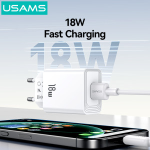 USAMS φορτιστής τοίχου CC324, USB, 18W, λευκός | Αξεσουάρ κινητών | elabstore.gr