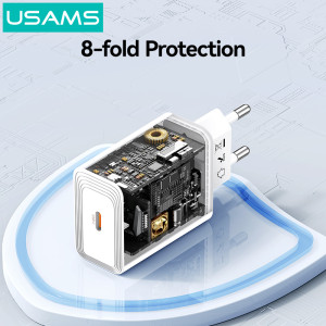 USAMS φορτιστής τοίχου CC325, USB-C, 20W, λευκός | Αξεσουάρ κινητών | elabstore.gr