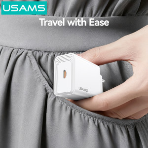 USAMS φορτιστής τοίχου CC325, USB-C, 20W, λευκός | Αξεσουάρ κινητών | elabstore.gr