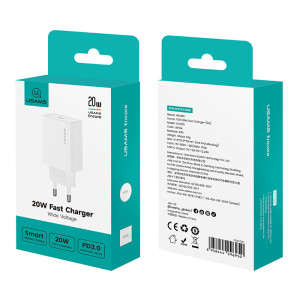 USAMS φορτιστής τοίχου CC325, USB-C, 20W, λευκός | eLabstore.gr
