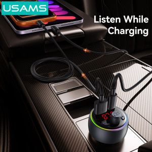 USAMS FM transmitter & φορτιστής CC328, USB/USB-C, 30W, Bluetooth, μαύρο | Gadgets - Αξεσουάρ | elabstore.gr
