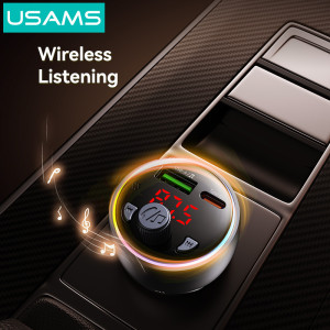 USAMS FM transmitter & φορτιστής CC328, USB/USB-C, 30W, Bluetooth, μαύρο | Gadgets - Αξεσουάρ | elabstore.gr