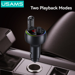 USAMS FM transmitter & φορτιστής CC328, USB/USB-C, 30W, Bluetooth, μαύρο | Gadgets - Αξεσουάρ | elabstore.gr