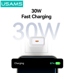 USAMS φορτιστής τοίχου CC329, USB-C, 30W, λευκός | Αξεσουάρ κινητών | elabstore.gr