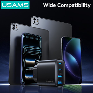 USAMS φορτιστής τοίχου CC330, 2x USB & 2x USB-C, 40W, GaN, μαύρος | eLabstore.gr USAMS φορτιστής τοίχου CC330, 2x USB & 2x USB-C, 40W, GaN, μαύρος | Αξεσουάρ κινητών | elabstore.gr