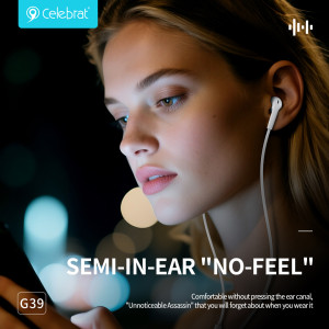 CELEBRAT earphones με μικρόφωνο G39, USB-C σύνδεση, 14mm, 1.2m, λευκά | Αξεσουάρ κινητών | elabstore.gr