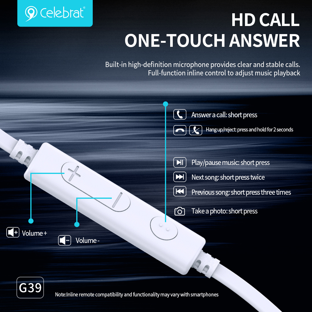 CELEBRAT earphones με μικρόφωνο G39, USB-C σύνδεση, 14mm, 1.2m, λευκά | eLabstore.gr CELEBRAT earphones με μικρόφωνο G39, USB-C σύνδεση, 14mm, 1.2m, λευκά | Αξεσουάρ κινητών | elabstore.gr