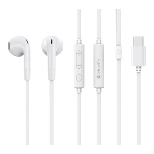 CELEBRAT earphones με μικρόφωνο G39, USB-C σύνδεση, 14mm, 1.2m, λευκά | Αξεσουάρ κινητών | elabstore.gr