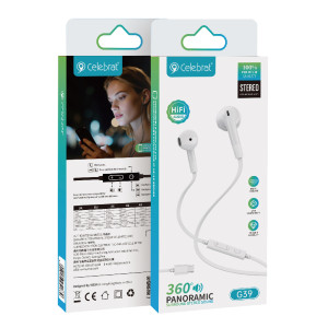 CELEBRAT earphones με μικρόφωνο G39, USB-C σύνδεση, 14mm, 1.2m, λευκά | eLabstore.gr CELEBRAT earphones με μικρόφωνο G39, USB-C σύνδεση, 14mm, 1.2m, λευκά | eLabstore.gr
