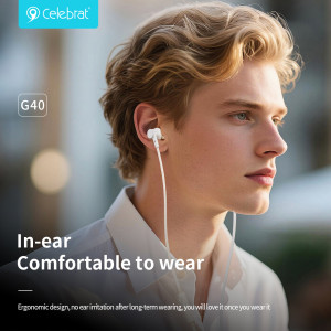 CELEBRAT earphones με μικρόφωνο G40, USB-C σύνδεση, 10mm, 1.2m, μαύρα | Αξεσουάρ κινητών | elabstore.gr
