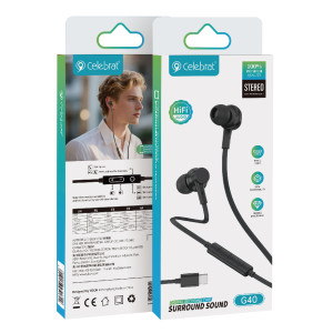 CELEBRAT earphones με μικρόφωνο G40, USB-C σύνδεση, 10mm, 1.2m, μαύρα | eLabstore.gr CELEBRAT earphones με μικρόφωνο G40, USB-C σύνδεση, 10mm, 1.2m, μαύρα | Αξεσουάρ κινητών | elabstore.gr