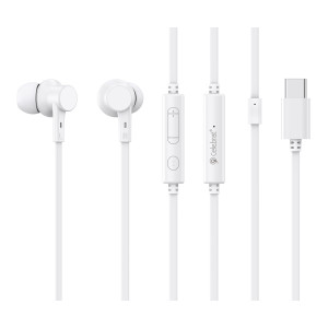CELEBRAT earphones με μικρόφωνο G40, USB-C σύνδεση, 10mm, 1.2m, λευκά | Αξεσουάρ κινητών | elabstore.gr